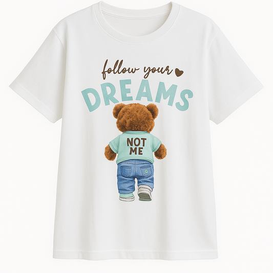 Weißes T-Shirt "Dreamy Bear Mint" – Trau dich, anders zu sein!