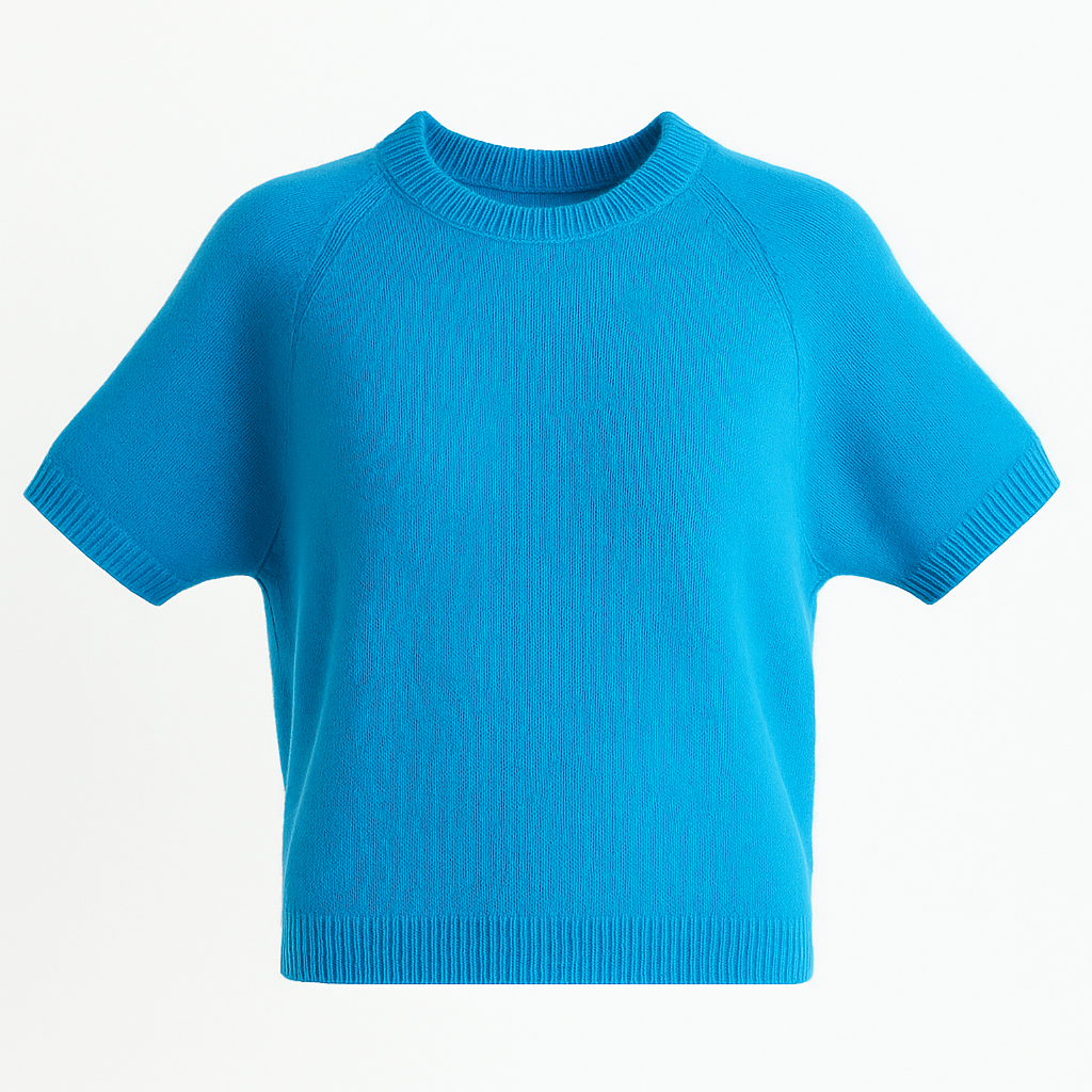 Kurzarm-Pullover Hellblau Babyalpaka