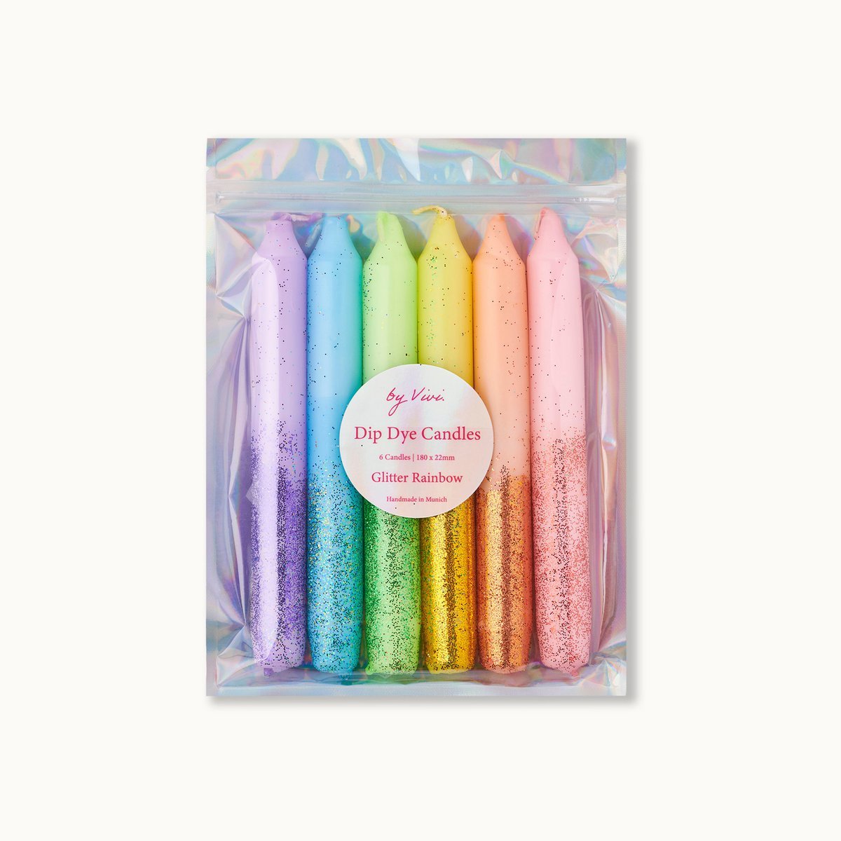 Dip Dye Candles im Set: Glitter Rainbow Edition