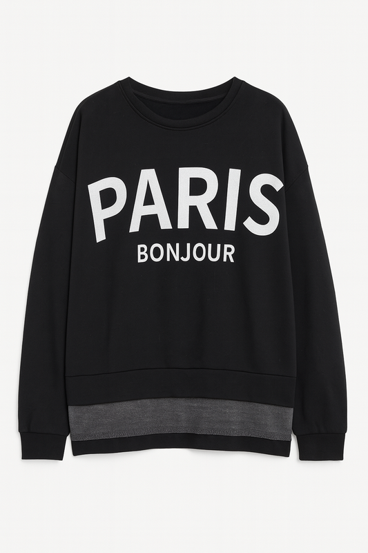 Oversize-Sweatshirt „PARIS“ – Schwarz/Weiß