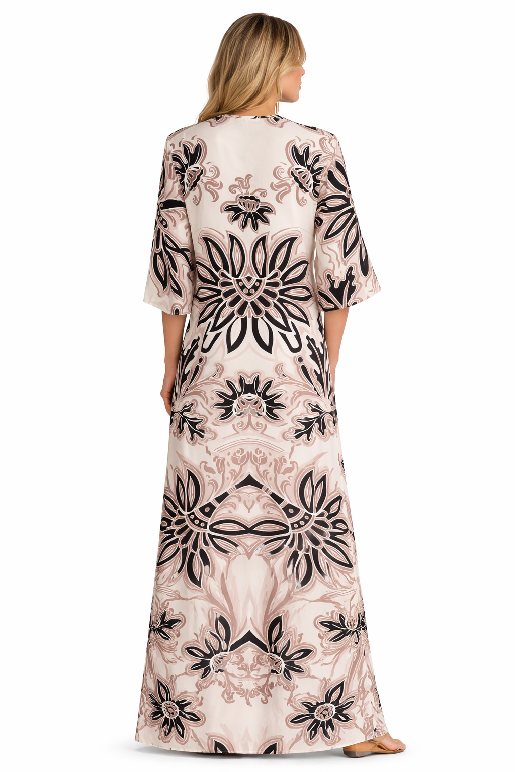 Yippie Hippie Maxikleid Damen – Viskose Sommerkleid Braun Gemustert