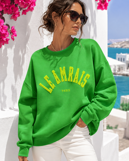 Women's Oversized Sweatshirt Neon Colors – Le Marais Paris Pullover with 3D Print | Trend Statement