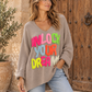 Damen Oversize Pullover „Unlock Your Dreams“ Beige Weiß Schwarz 38–44