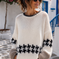 Yippie Hippie Alpaka Strickpullover Norweger Style – Beige/Weiß mit Metallic-Garn