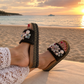 Black Boho Platform Sandals with Shells – Ibiza Glam Slides ✨