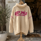 Damen Teddy Pullover Keep Smile Weiß Pink Oversize Gr. 38–44