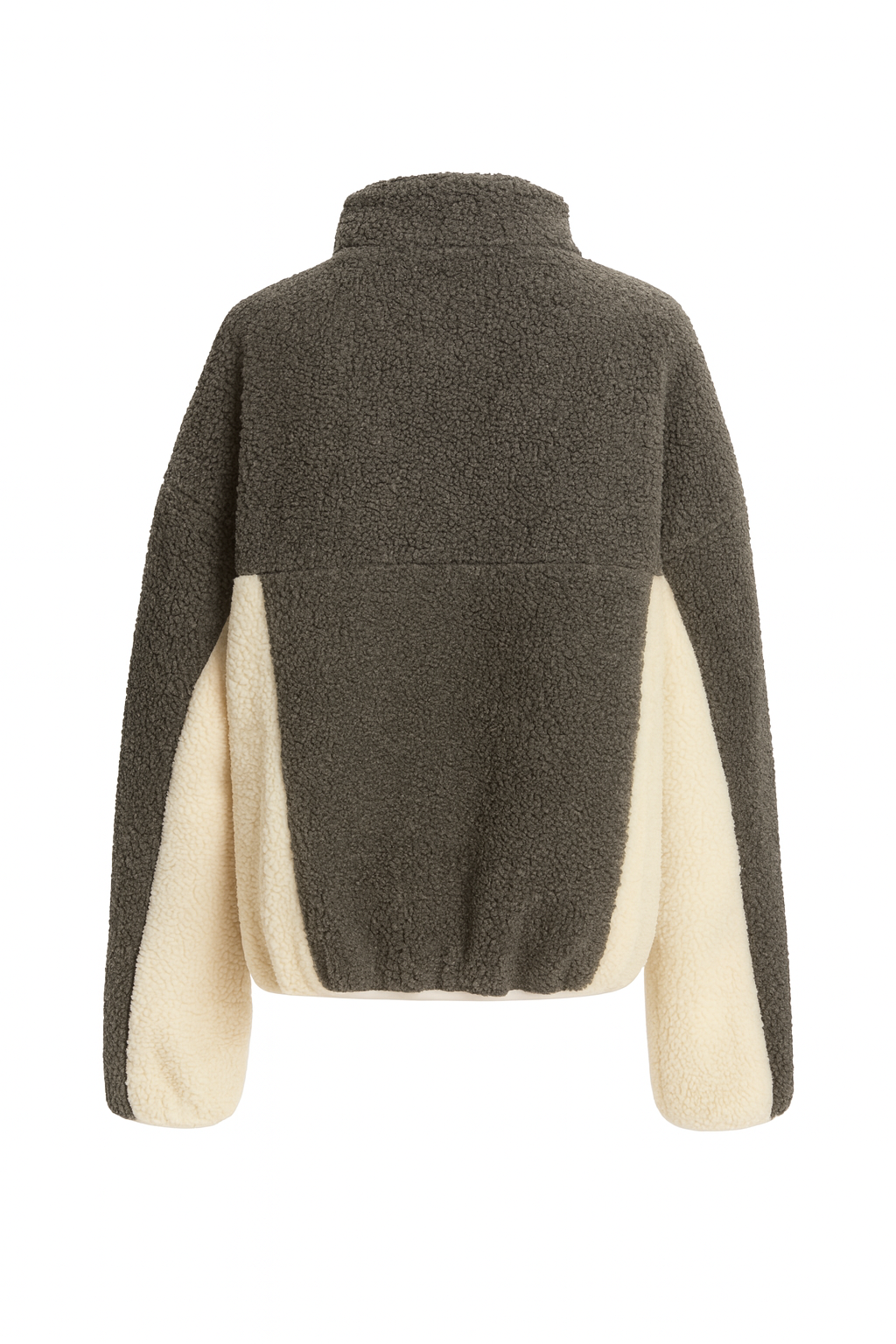 Teddy-Fleece Jacke – Grau/Weiss