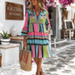 Ibiza Boho Tunic Dress for Women Multicolor – Midi Dress with Flounce Sleeves (Sizes 38–42)