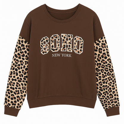 Damestrui/pullover met mouwen in luipaardprint (maat 38-44)