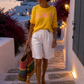 ✨ White Linen Chic Shorts – Elegante Leinenhose mit Doppelbund & Luxus-Look ✨