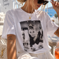 Damen T-Shirt Baumwollshirt in weiss mit Motiv "Classic Star" 38-42