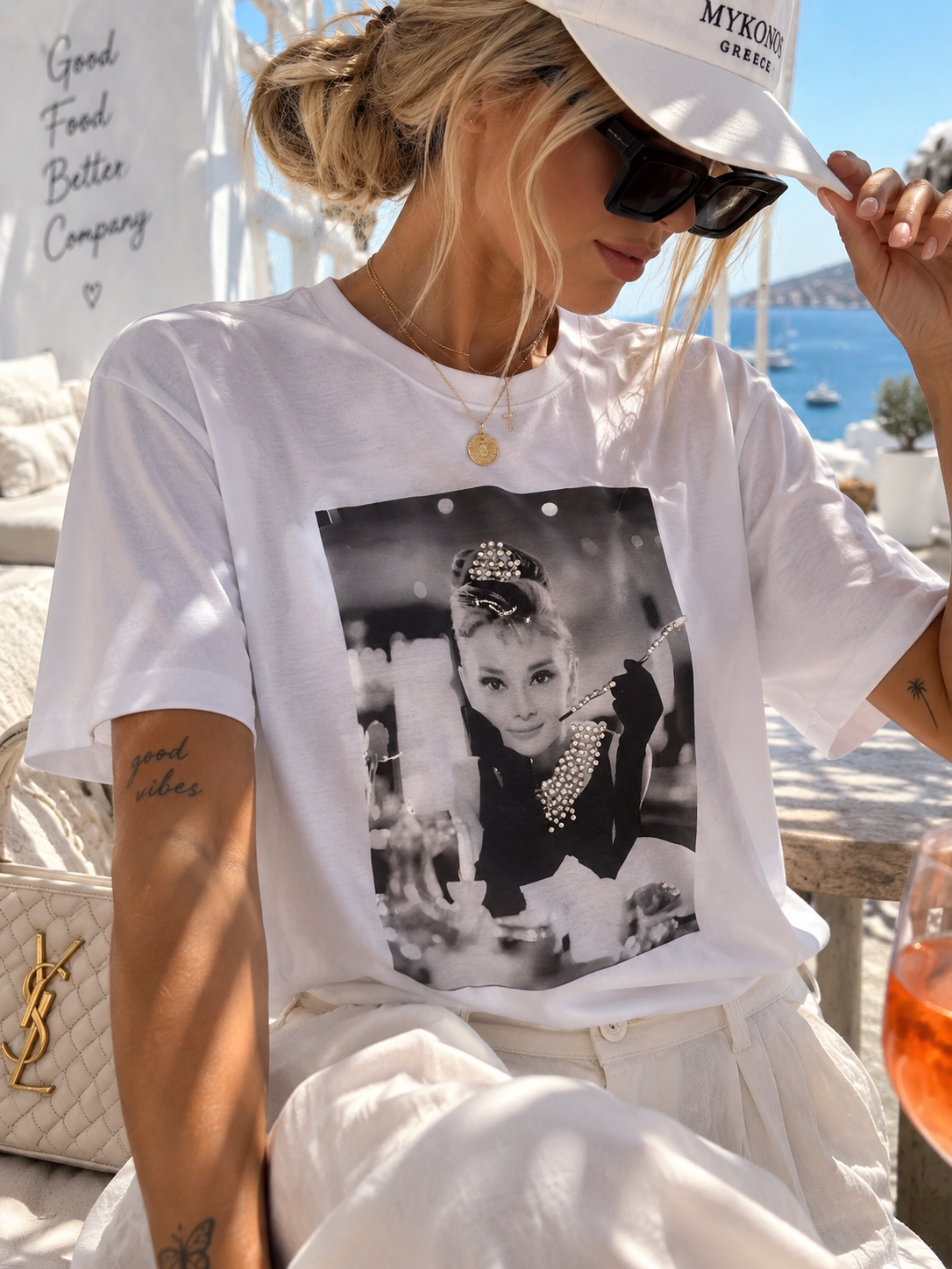 Damen T-Shirt Baumwollshirt in weiss mit Motiv "Classic Star" 38-42