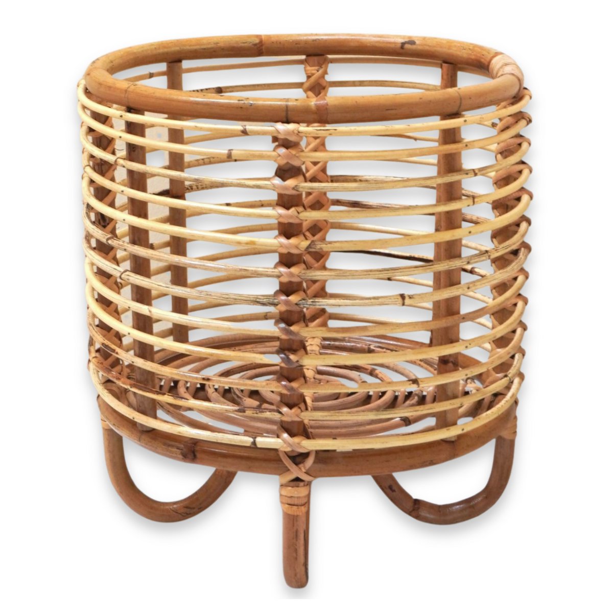 Rattan-Pflanzenständer, Pflanzgefäß, Blumentopfhalter, MALANG, beige