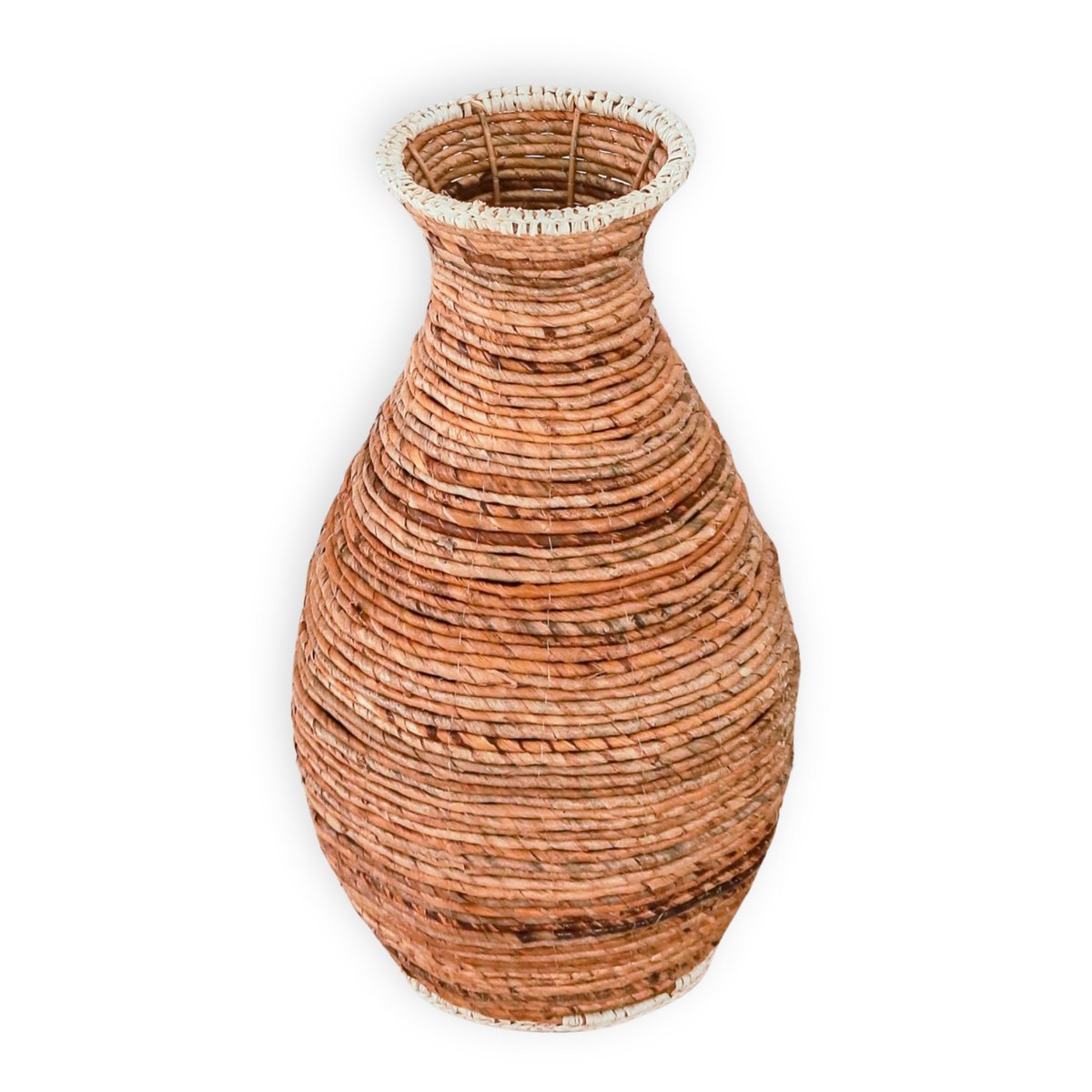 Gewebte Boho-Vase TUMBAK aus Bananenfaser und Bast