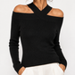 Schulterfreier Feinstrickpullover Schwarz – Eleganter Off-Shoulder Look