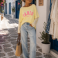 Paris Sweatshirt Women 100% Cotton | Neon Print | Lace Sleeves | Oversize 38–42 | 4 Colors