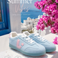 Pastell Sneaker Damen Hellblau & Rosa – Trendiger Freizeitschuh in Wildlederoptik