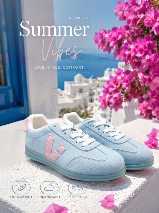 Pastell Sneaker Damen Hellblau & Rosa – Trendiger Freizeitschuh in Wildlederoptik
