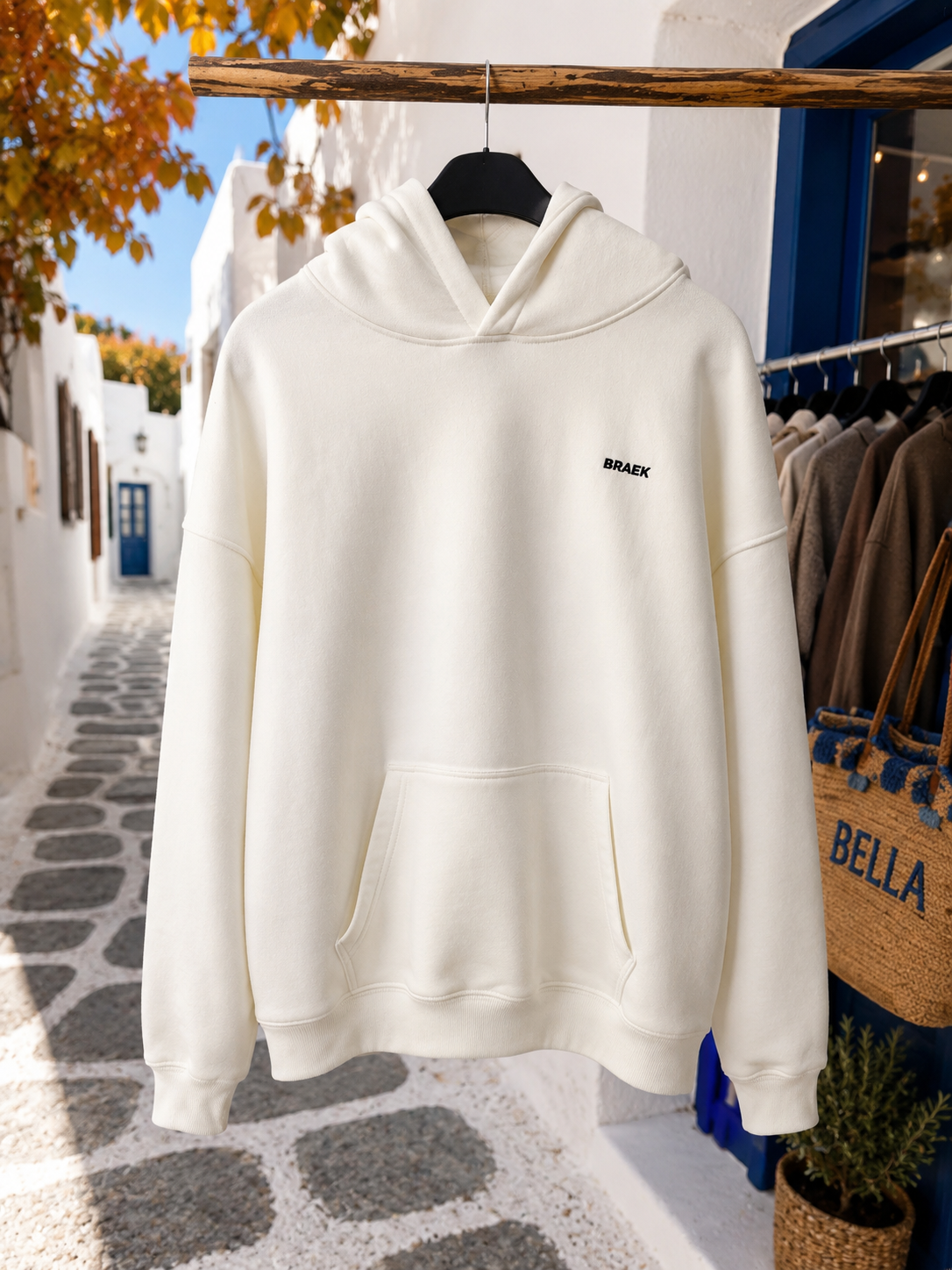 Braek Unisex White Hoodie | Oversized Hooded Sweatshirt Women & Men | Premium Cotton Hoodie