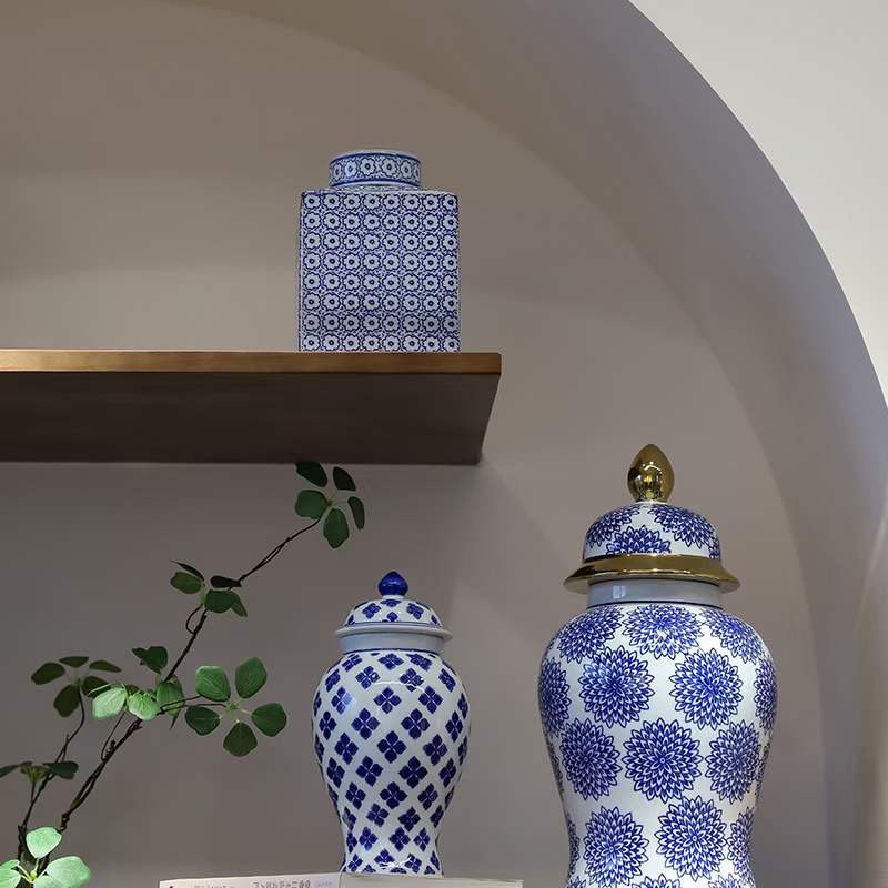 GROßE Größe - Blaue und weiße Porzellan-Blumenvase (für die Küche zu Hause)