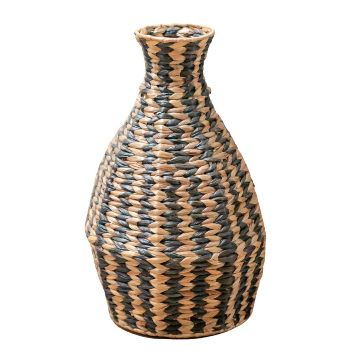 Geflochtene Boho Vase DAYANA schwarz aus Wasserhyazinthe