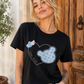 Damen T-Shirt Pink Teddy Heart – Baumwollshirt mit Strasssteinen Schwarz | 36–42