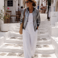 ✨ Women's Metallic Silver Bomber Jacket – Glamorous Viscose Look | Sizes 38–42