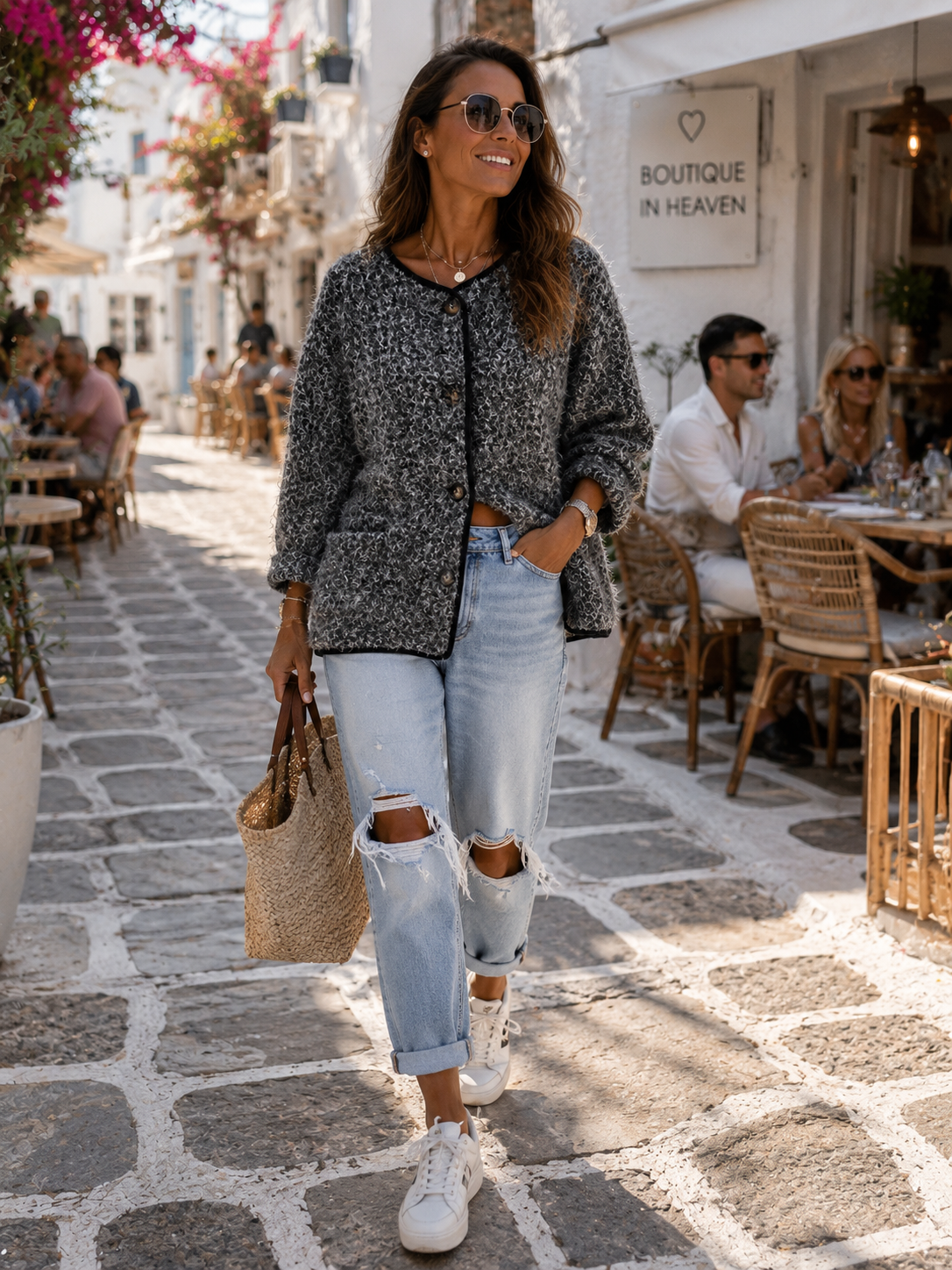 Alpine Chic Cuddle Jacket – Trendy Bouclé Jacket in Anthracite | Sizes 40–46
