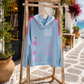 Oversize Damen Hoodie Hellblau mit Neon-Print & Kapuze – Leichter Kapuzenpullover 38–42+