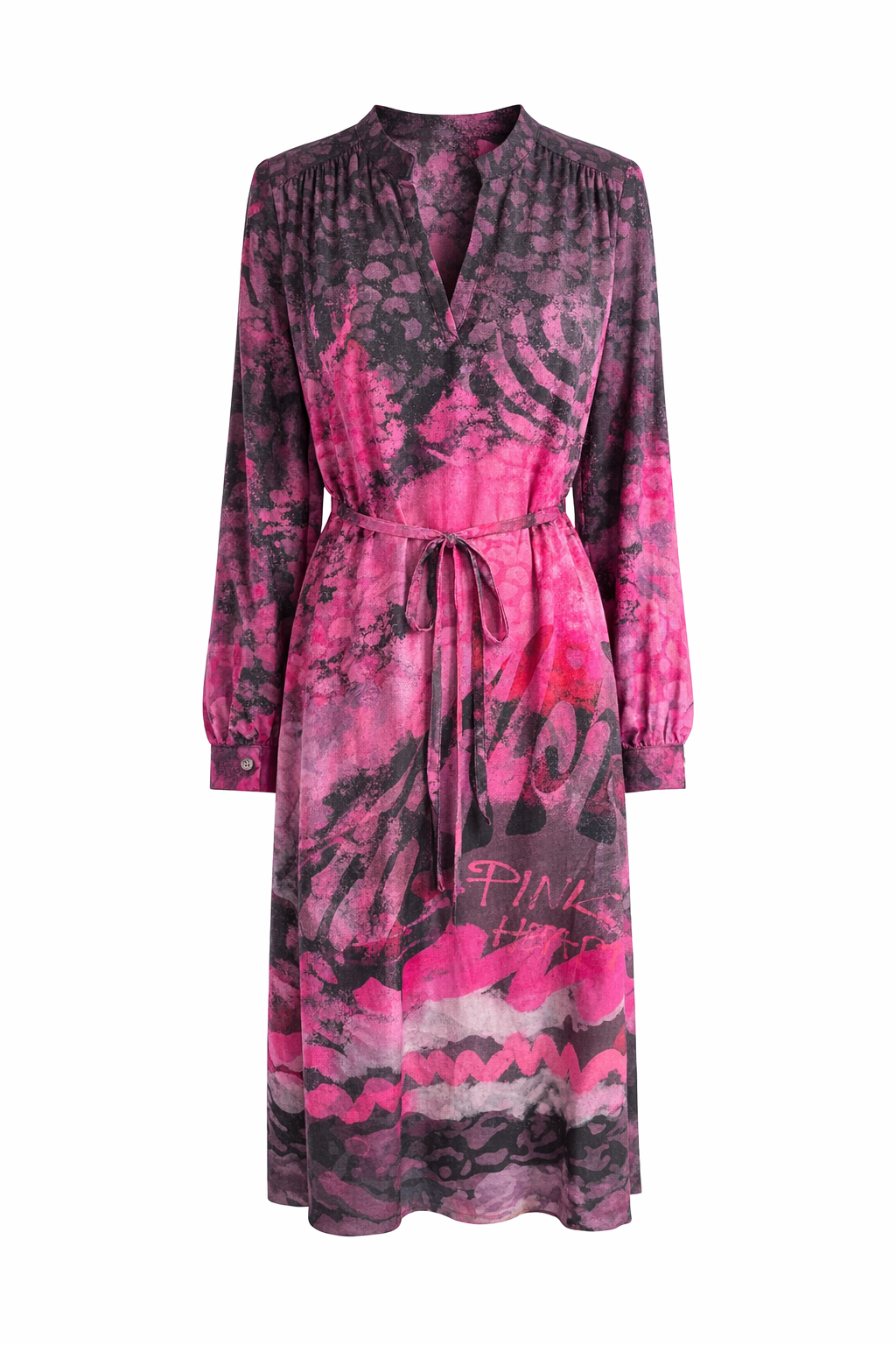 Yippie Hippie Damen Maxikleid – Pinkes Kleid mit Leopardenmuster & Seitentaschen aus 100% Viskose