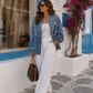 Trend Jeansjacke mit Cut-Outs & Reißverschluss – Oversize Denim Jacke Damen