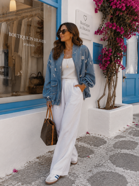 Trend Jeansjacke mit Cut-Outs & Reißverschluss – Oversize Denim Jacke Damen