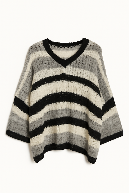 Strickpullover Curvy in Lachs I Braun I Schwarz