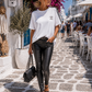 Women's Oversized T-shirt in White / Beige (38-42+)