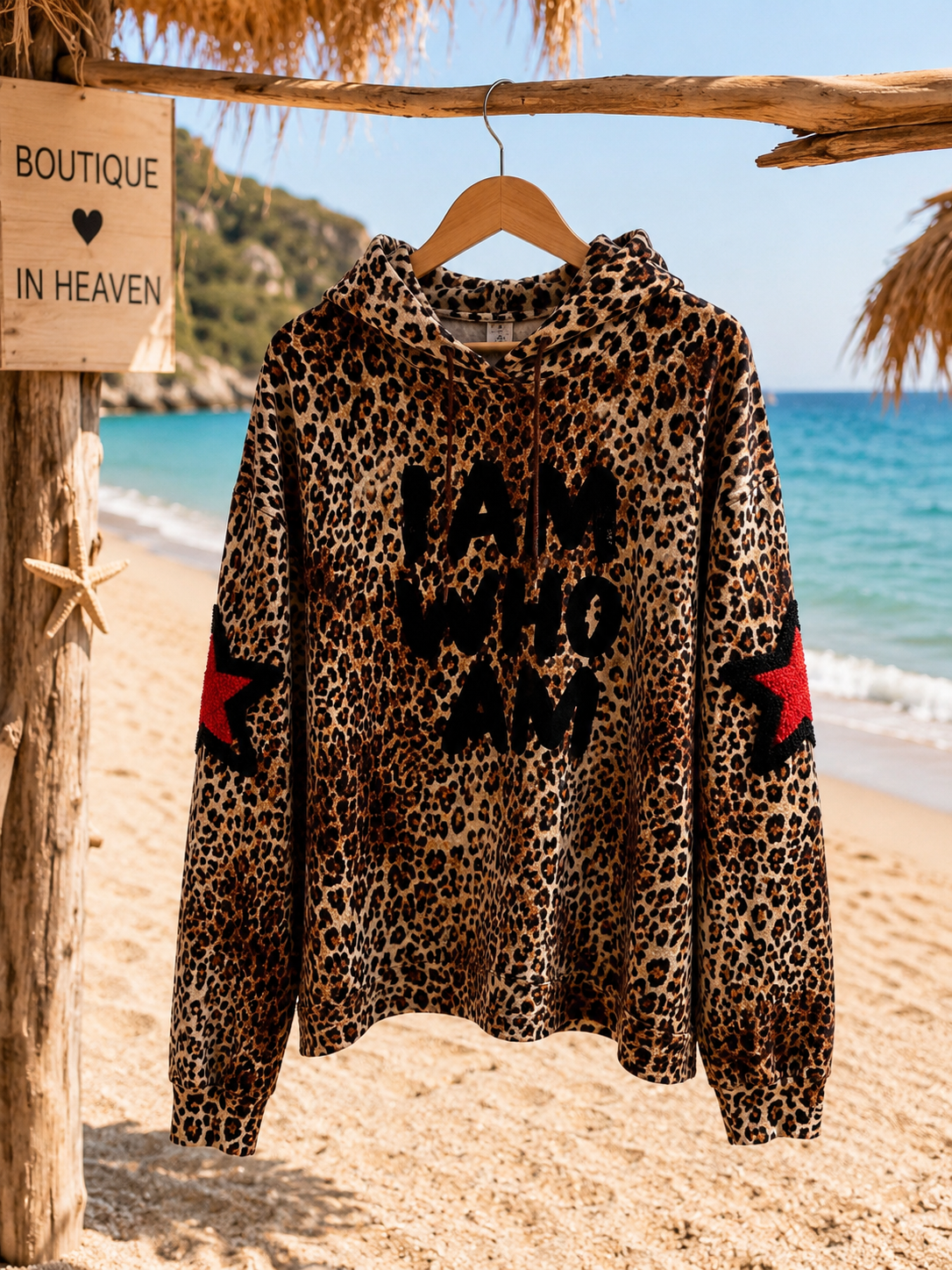 Yippie Hippie Leo Hoodie "I AM WHO I AM" - Premium Hooded Sweatshirt with Star Appliqué