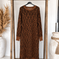 Designer Style Strickkleid Braun-Schwarz – Elegantes Midikleid mit Muster (S/M & M/L)