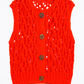 Neonorange Strickpullover Damen | Grobstrick Kurzarm | 25% Wolle | 36–42 | Statement Pullover