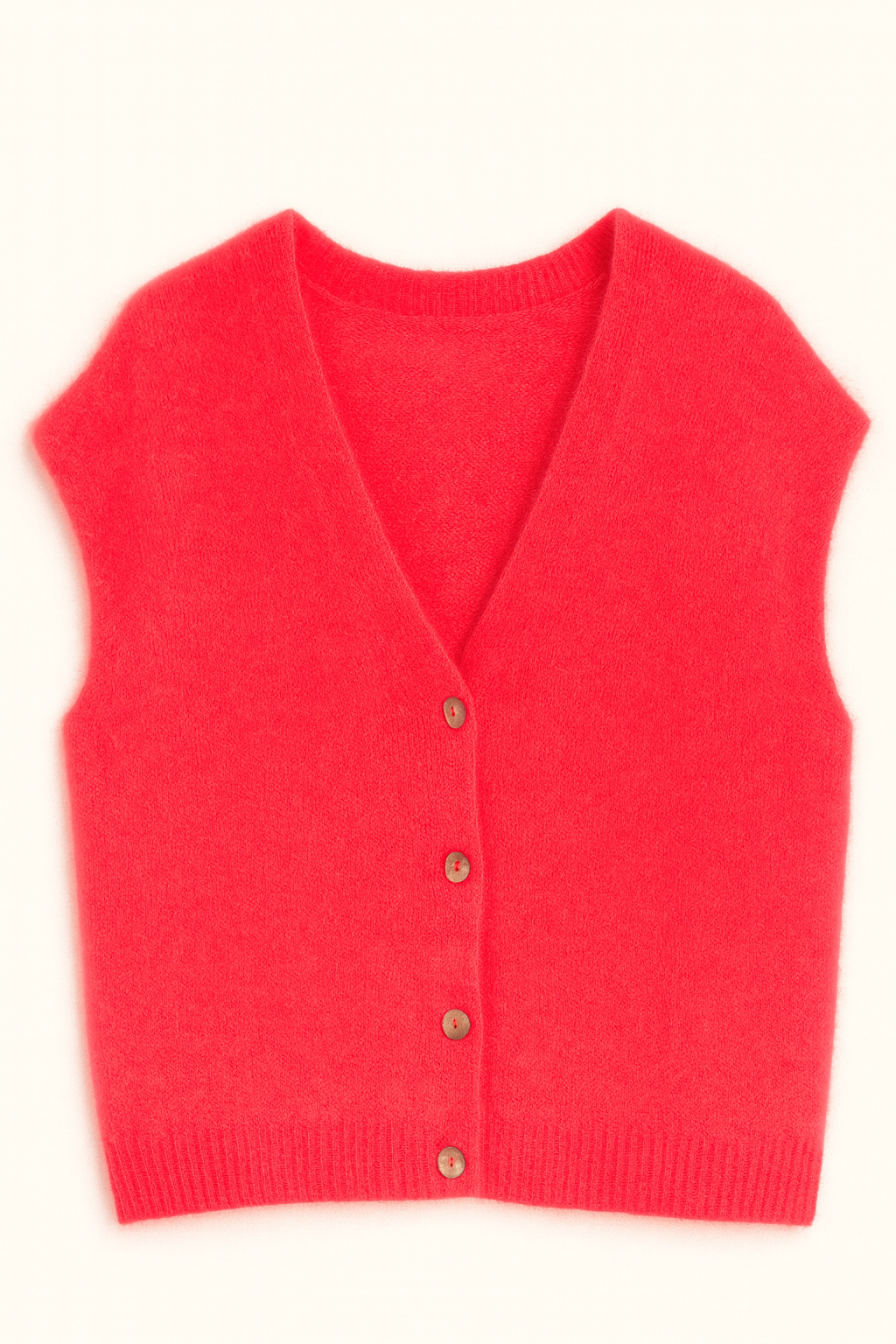 Neon-Lachs Polunder mit Knöpfen – V-Ausschnitt