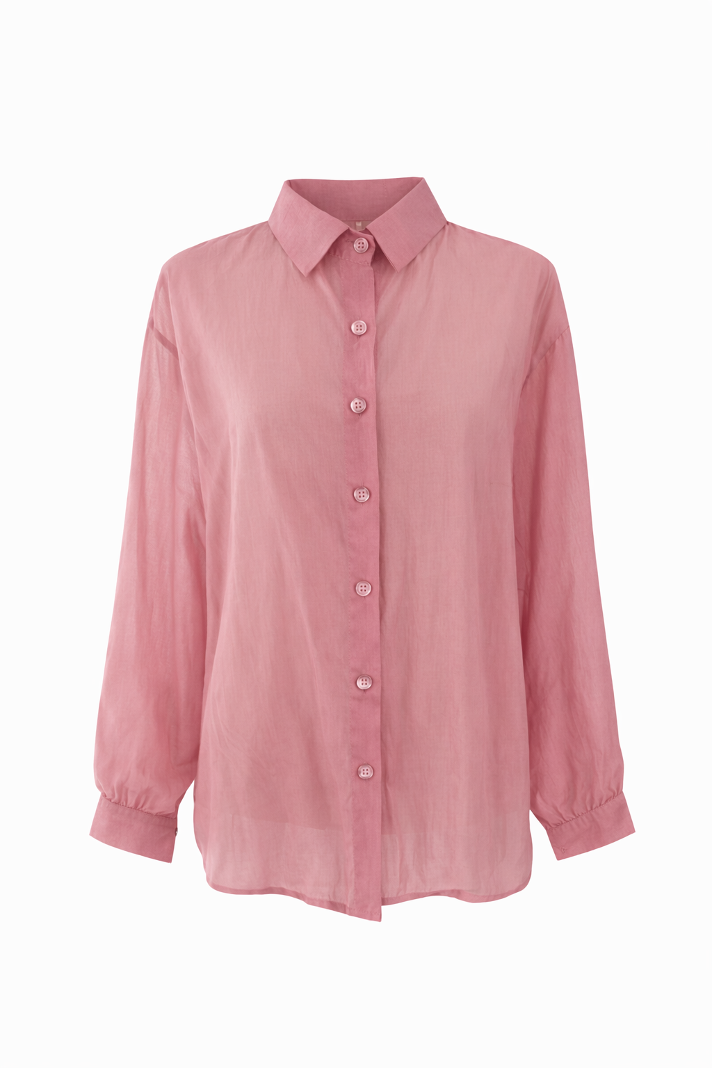 Damen Bluse Pink – elegante semitransparente Oversize Bluse mit Hemdkragen | One Size 38–44