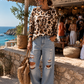Women's Sweatshirt Leo Print Paris – Cotton – Lightweight – Sizes 36–42