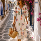 Ibiza Maxikleid Weiß mit Stickerei & Pailletten – luftiges Sommerkleid Damen (38–42)