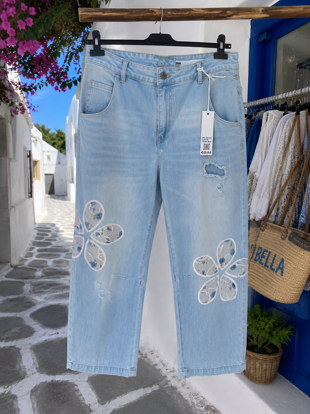 🌸 S. Woman Floral Jeans – Stretch Women's Jeans | Lace Flowers | M–XL