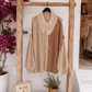 Damen Oversize Strickcardigan Naturtöne 38–46 | Beige Braun | XXL Kragen | Kuschelstrick