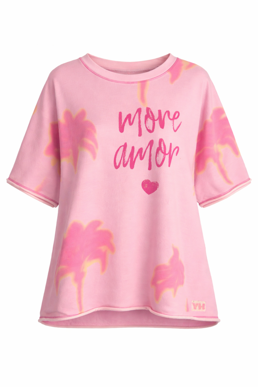 Yippie Hippie Oversize Damen T-Shirt Pink mit Print – Casual Sommer Shirt