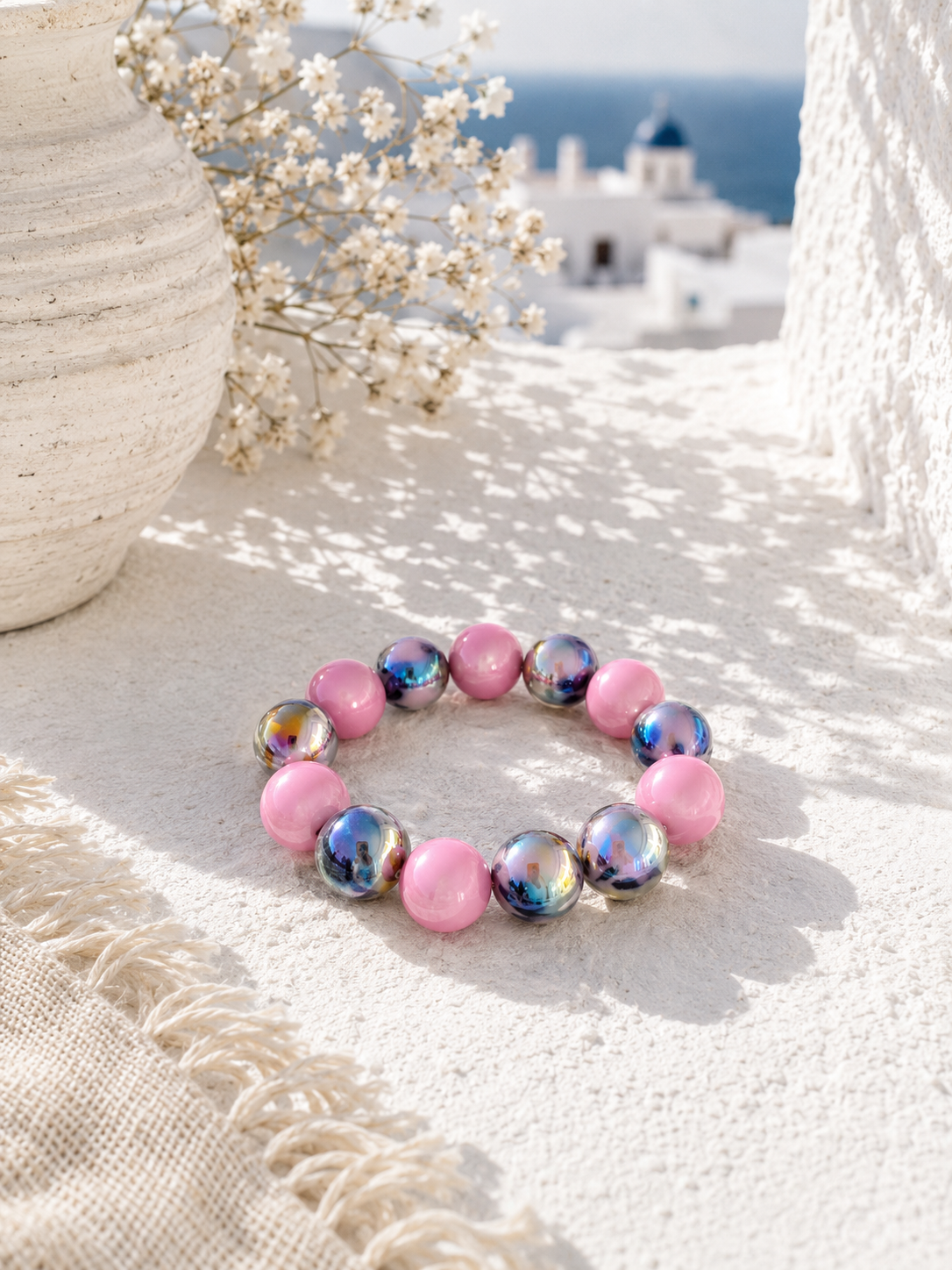 Magic Pearls Damen Armband mit großen Perlen | Elastisches Statement-Armband in verschiedenen Farben