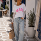 Paris Sweatshirt Women 100% Cotton | Neon Print | Lace Sleeves | Oversize 38–42 | 4 Colors