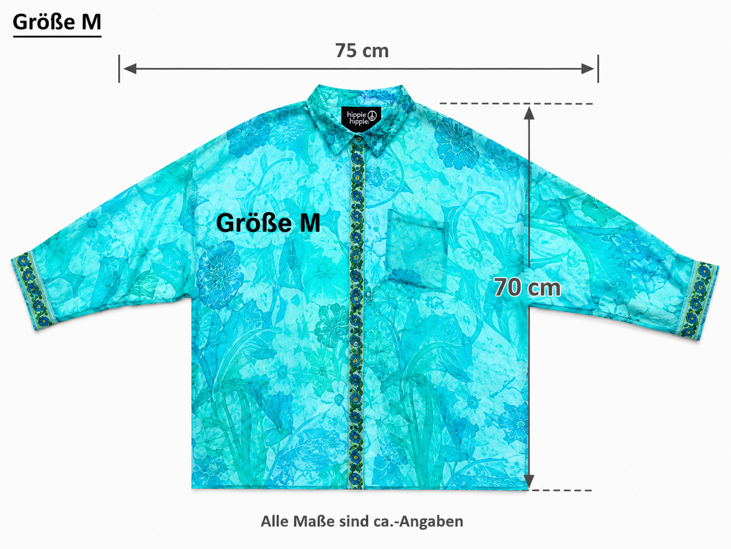 Hippie Hippie Blouse Turquoise Aqua | Luxury Oversize Viscose Blouse | Ibiza & Mykonos Style 🌴