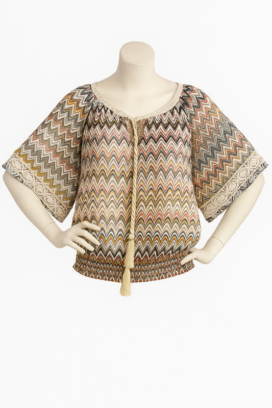 Boho Bluse Transparent Braun– Made in Italy, Einheitsgröße 38–42 (Kopie)
