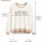 Leichter Damen Sweater aus Viskose – Oversize Pullover mit Glitzer-Schriftzug HEY YOU (38-42)