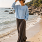 Luxus Palazzo-Hose „Chocolate Silk“ – Seide & Viskose | Weites Bein | One Size 38–46